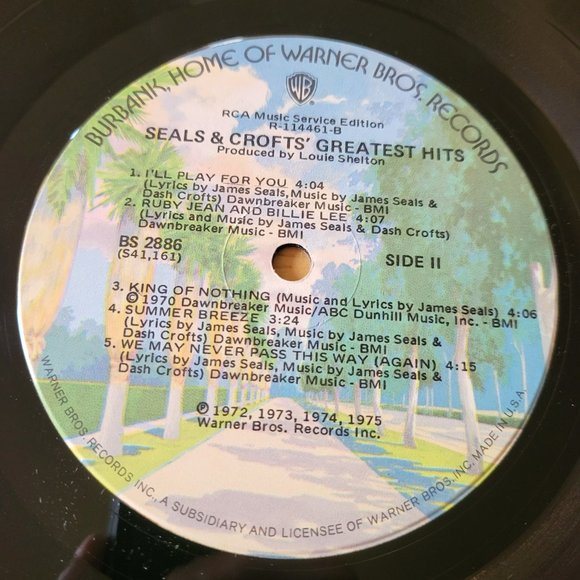Warner Bros. Media Seals And Crofts Greatest Hits Lp 975 Warner